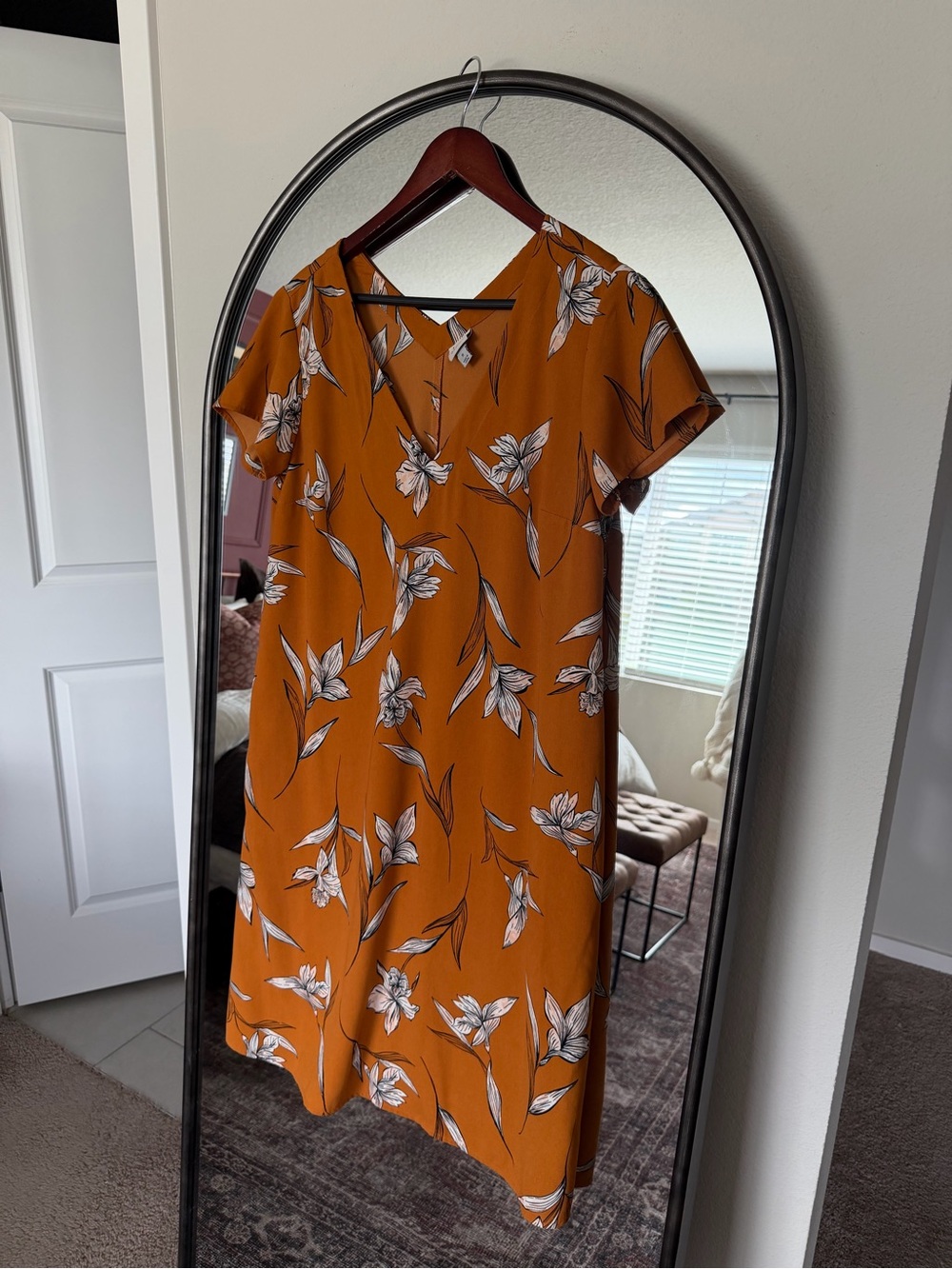 a new day Marigold Floral Midi Dress with White & Black Print